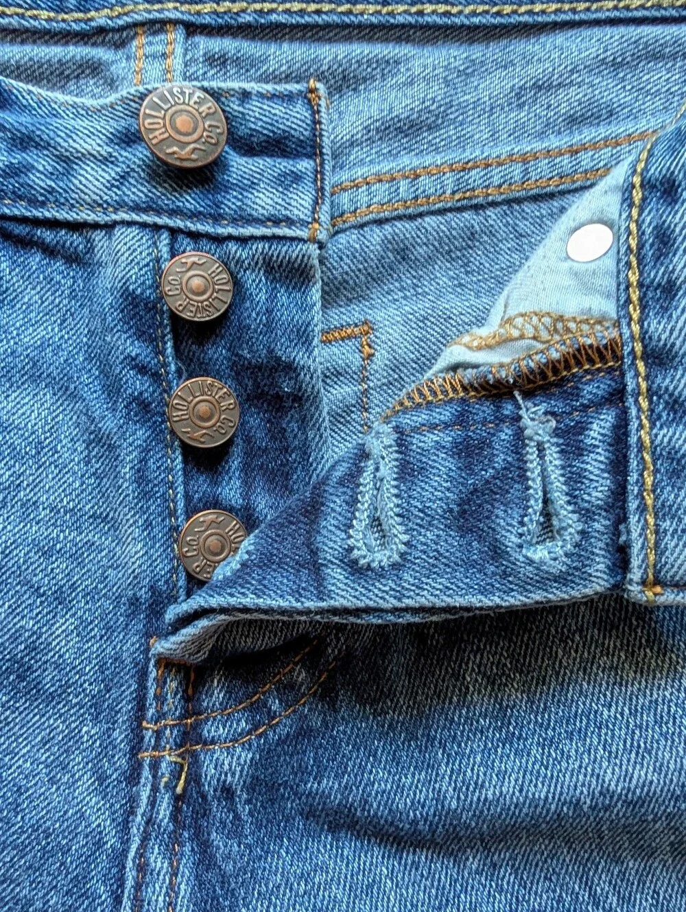 Hollister Skinny Button Fly Jeans Medium Wash Mens Size 28x30